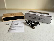 SONRU Digital Wood Alarm Clock, Wireless Phone Charging, Dimmable LED Display