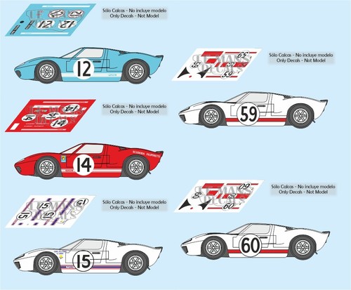 Decals ford gt40 mans 1966 - decals,