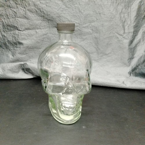 Clear glass skull bottle - clear,