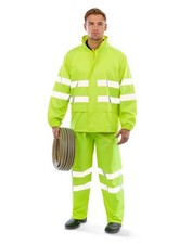 Result Waterproof Suit Jacket Top Trousers Safe Guard Hi Vis High Viz Windproof