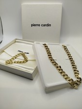 Vintage Gold-Tone Pierre Cardin Curb Link Chain Necklace & Bracelet Set