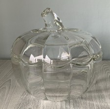 Heavy Glass Pumpkin Jar With Lid Halloween Sweet Jar Excellent Cond Free P&P
