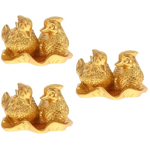 Golden mandarin duck statue - mandarin,