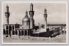RPPC Baghdad Iraq Kadhimiyah Mosque Al-Kadhimiya Shrine King Faisal II Stamps