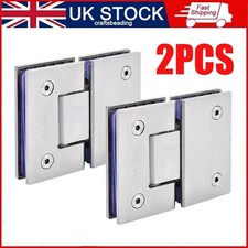 2PCS 180° Frameless Glass to Glass Shower Door Hinge Bracket Chrome 8mm - 12mm