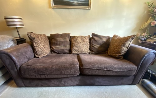 Brown fabric and faux leather - brown,