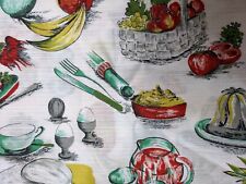 Fab Vintage 60s Barkcloth Curtain Fabric unused 91cm x 4.69 m Kitchen Food Retro