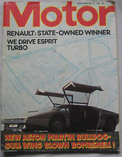 Motor magazine 19 April 1980 featuring Lotus Esprit, Aston Martin Bulldog