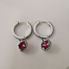 Pandora Sparkling Hoop Earrings Red Round