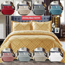 3 Piece Embosed Quilted Bed Throw Bed Spread Single Double King Size Bedding Set