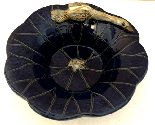 Blue ceramic trinket raised - blue,