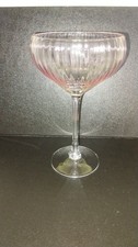 Large Ribbed Pink Blush Crystal Cocktail Martini Coup Glass 18.2cm High