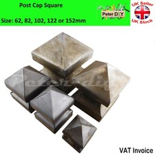 SQUARE "High Pyramid" Metal Fence Gate Post Cap Caps Flange 62/82/102/122/152mm