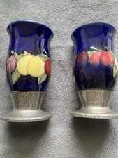 Moorcroft Tudric Pomegranate, Pair Of 6inch Vases