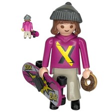 Playmobil figure boy skater purple skate donut city park