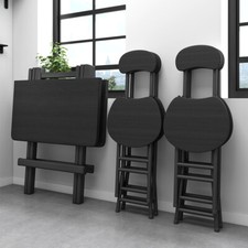 Kitchen Table and 2/4/6 Chairs Foldable Square Outdoor Garden Camping Dining Set