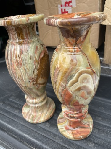 Vintage heavy banded - banded, vase