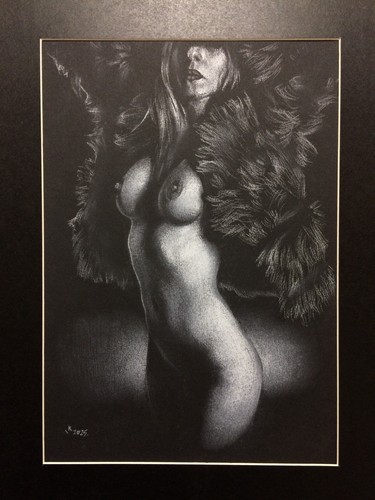 Original art drawing nude noir - nude,