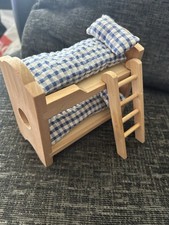 Wooden Bunk Beds for Dolls House plus bedding Vintage!