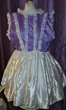 New purple + white satin frilly dress sissy maid cosplay adultbaby any size 