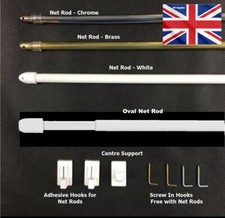 TELESCOPIC WHITE CHROME OR BRASS EXTENDING CURTAIN NET ROD RODS POLES 40-300cm