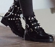 Zara Black Leather Pearl