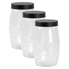 3 x 2L Large Glass Storage Jar Black Lid Biscuit Cookie Sweet Pasta Rice Flour