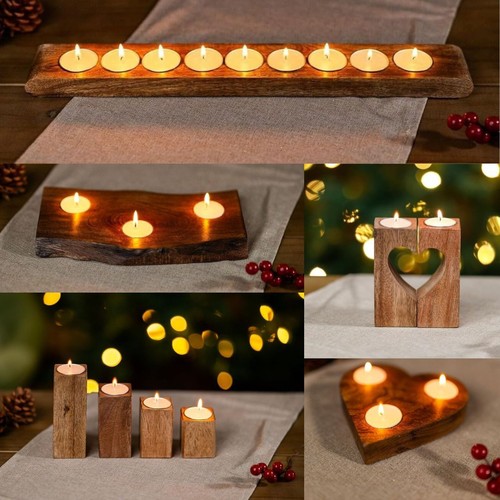 Wooden tealight candle - wooden,