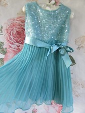 MONSOON Teal Floaty Sequin Christening Party Occasion Dress 6-9-12  Months £45
