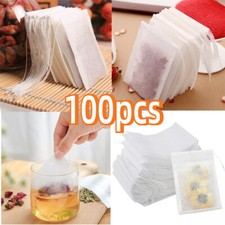 100X Empty Tea Bags Muslin Drawstring Bath Herbs Filter Making Spice