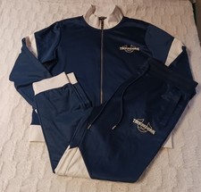 True Religion 2 PC Sweatsuit Tracksuit Men's Large Blue Matching Joggers Set