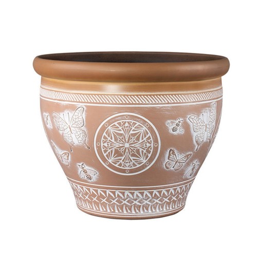 Plastic terracotta plant pot - terracotta,