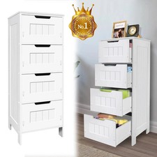 Bathroom Drawers | White 4 Drawer Storage Cabinet Unit Free Standing