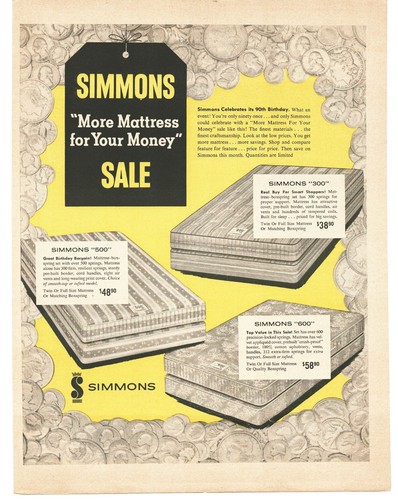 1960 simmons mattress vintage - 1960,