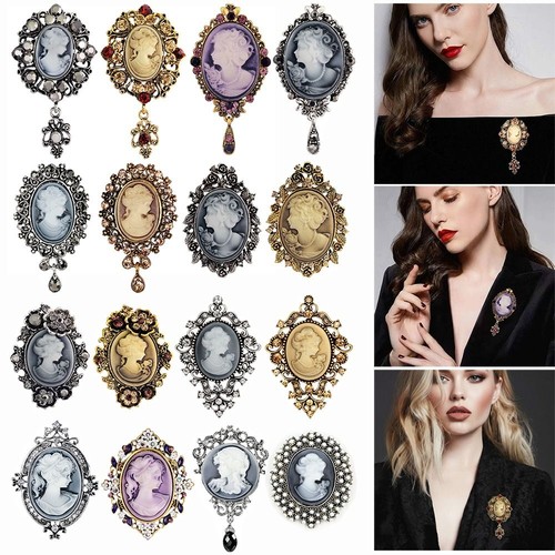 Head design cameo brooches - design,