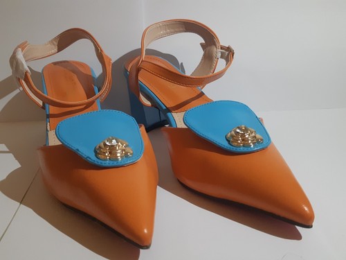 Women orange blue kitten heel - women,