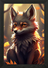 Cute Wolf Animal Puppy Framed
