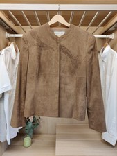 JACQUES VERT UK 14  CHOCOLATE BLAZER JACKET SUEDETTE OCCASION BUTTON UP WOMENS