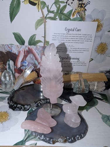 Rose quartz crystal set - rose,