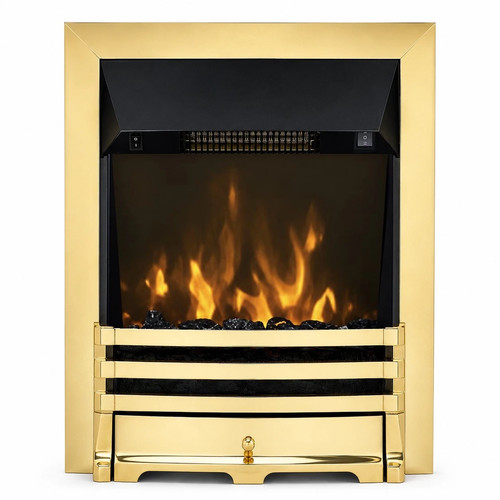 2kw electric inset fire brass - electric,