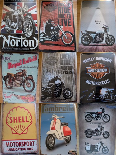 Metal tin signs motorbike - metal,