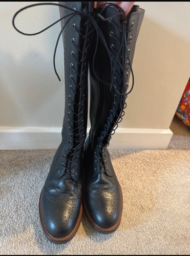 Duo knee high leather - high, lace