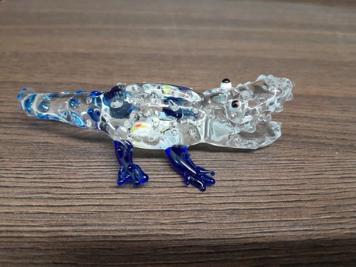 Glass crocodile ornament - glass,