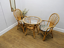 Vintage Cane Bamboo Conservatory Bistro Table & Two Chairs  |133