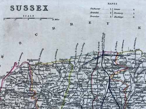 Antique hand coloured - , county