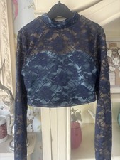 Large Child Lyrical 2 Piece Dance Costume Blue 1st Position