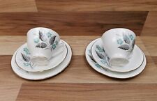 2 x Vintage Windsor Bone China Blue Floral  Tea Trios - Cups, Saucers & Plates