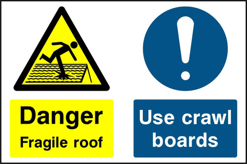 Danger fragile roof - fragile, use