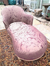 NEWLY UPHOLSTERED Antique French Chaise Longue-GreatCondition-Free Delivery