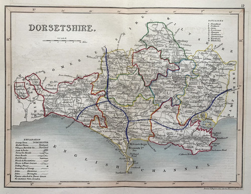 Map dorsetshire antique - map,